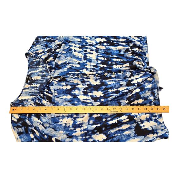 Sami & Jo Plus Size Womens Top 2X Tie Front Balloon Sleeve Artsy Colorful Career - Picture 11 of 11